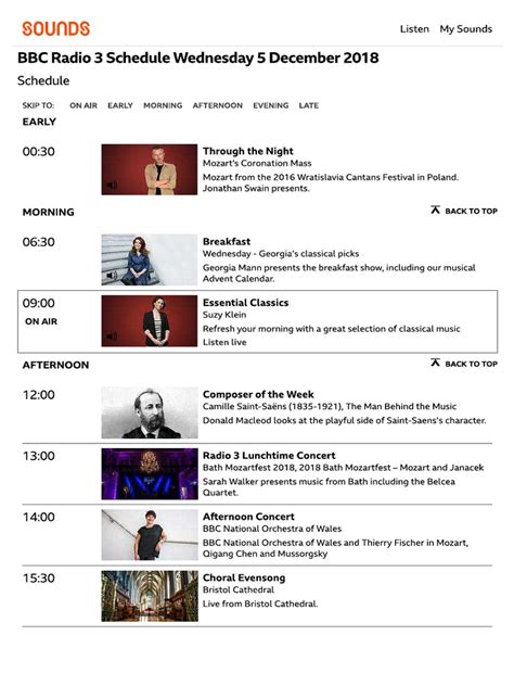 bbc radio 3 schedule monday