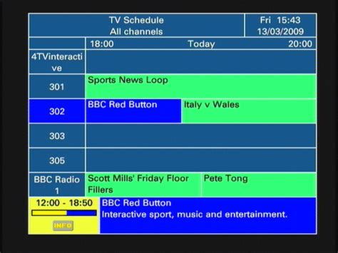 bbc red button schedule today