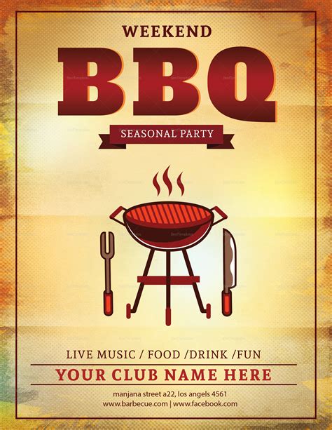 Weekend BBQ Seasonal Party Flyer Design Template in Word, PSD, Publisher