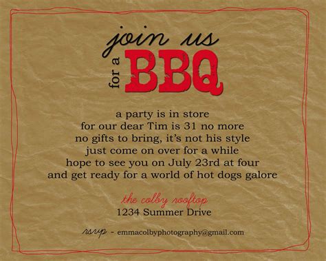 Bbq Party Invitation Wording Ideas