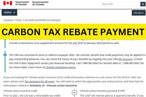 bc carbon tax rebate 2023 payment dates