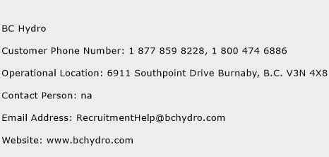 bc hydro contact number