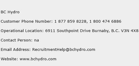 bc hydro contact phone number