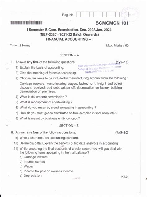 List Of Bcom 1St Sem Financial Accounting Notes References
