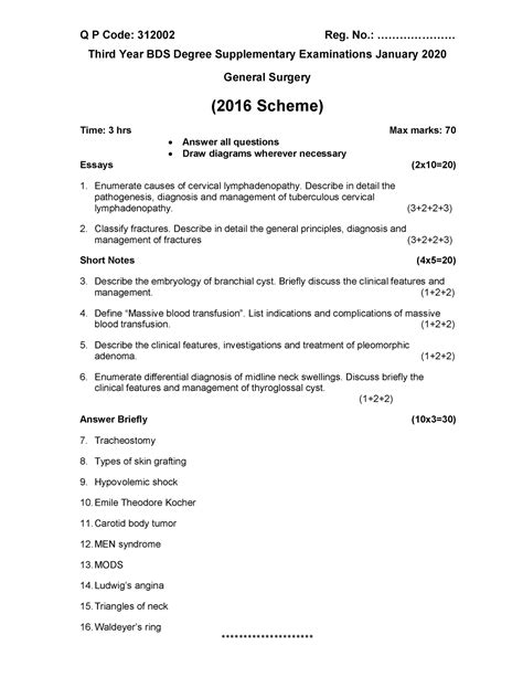 List Of Bds 3Rd Year Question Papers Ideas