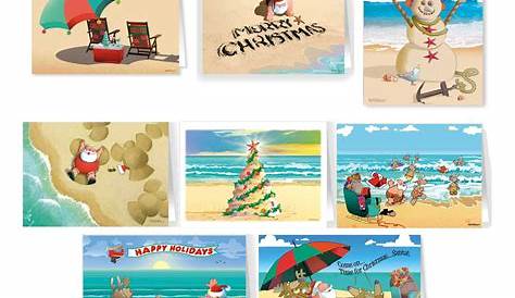Beach Themed Christmas Cards Card Santa Card