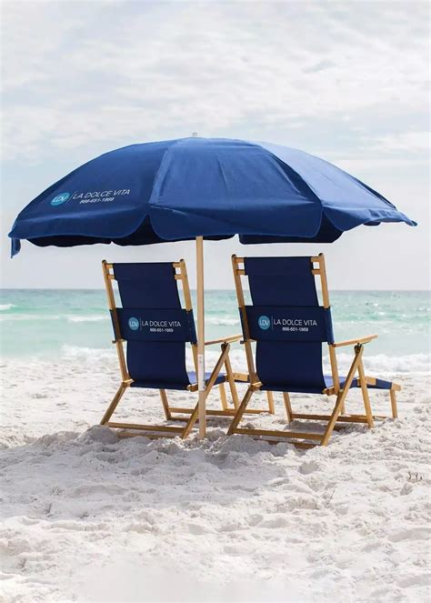 Beach chairs and umbrellas