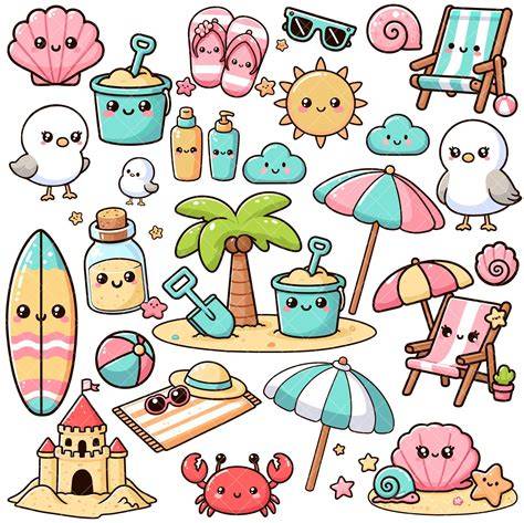 beach drawing cute