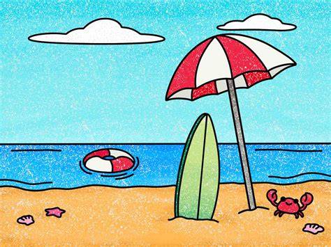 beach drawing simple