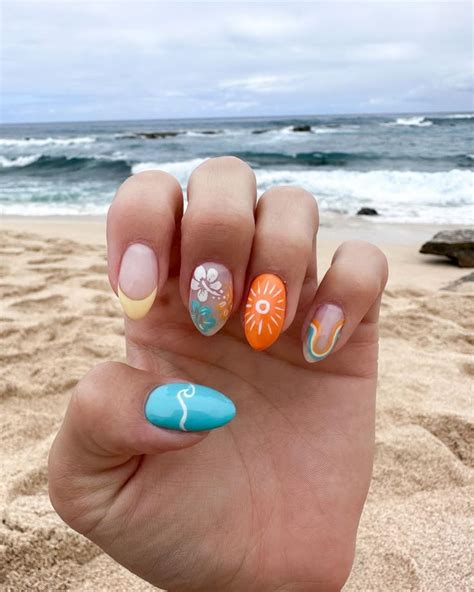 Beach Nails Vacation Simple Yellow