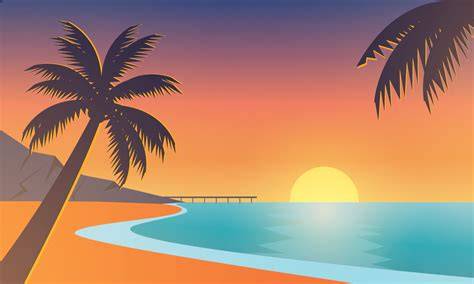 beach sunset illustration