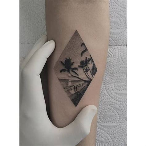 beach tattoo ideas fine line
