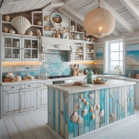 Turquoise Blue & White Beach Theme Kitchen Paradise Found