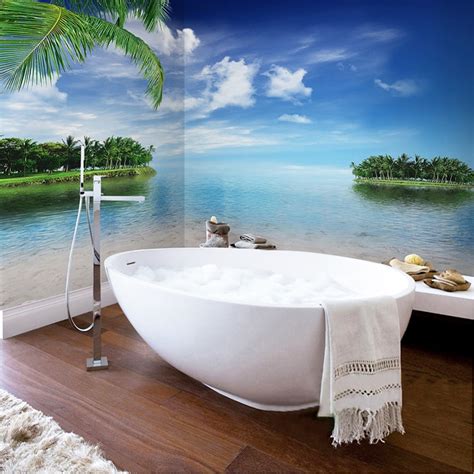beach wall covering for bathrooms
