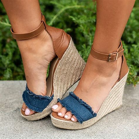 COSIDRAM Wedge Heels Peep Toe Women Shoes Summer Women Sandals High