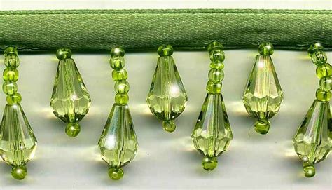 Beaded Fringe Trim Green