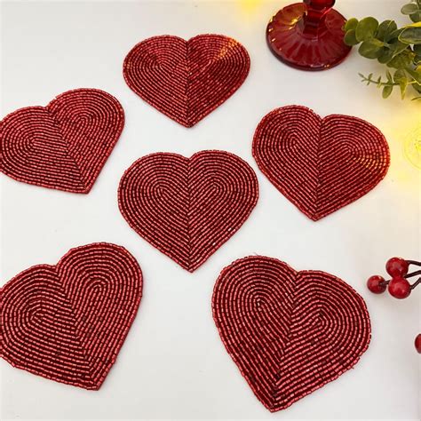 Beaded Heart Coasters
