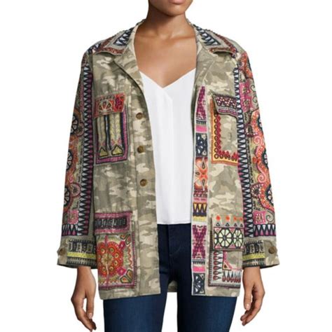 Beaded Trim Camo Jacket