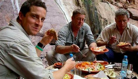 bear grylls eating pizza