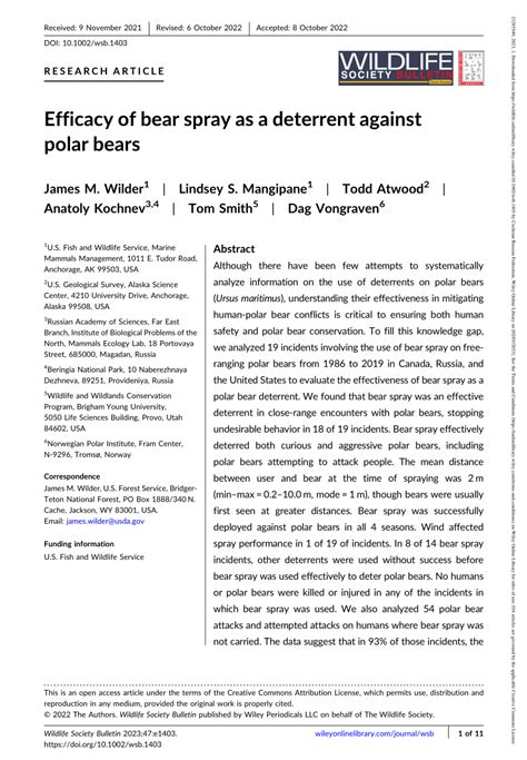 Bear Spray Efficacy