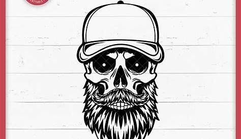 MFILUDTY Trucker Hat Bearded Skull Print Mesh Baseball Cap Adjustable