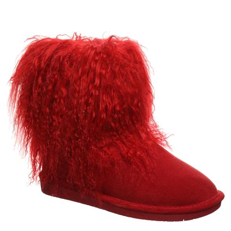 bearpaw red fur boots
