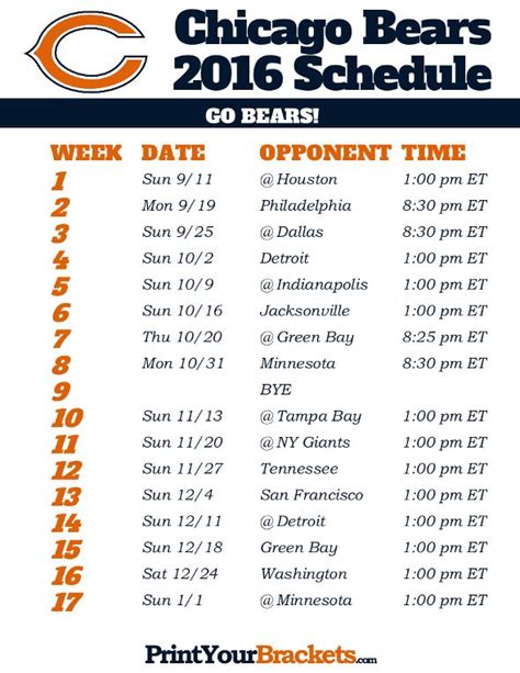 bears schedule 1999
