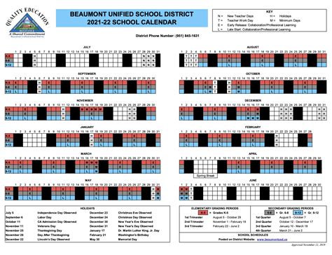 beaumont unified school calendar 2022-23