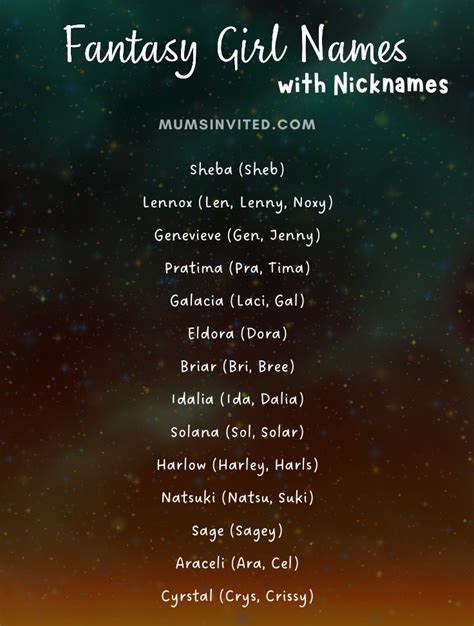beautiful fantasy names female