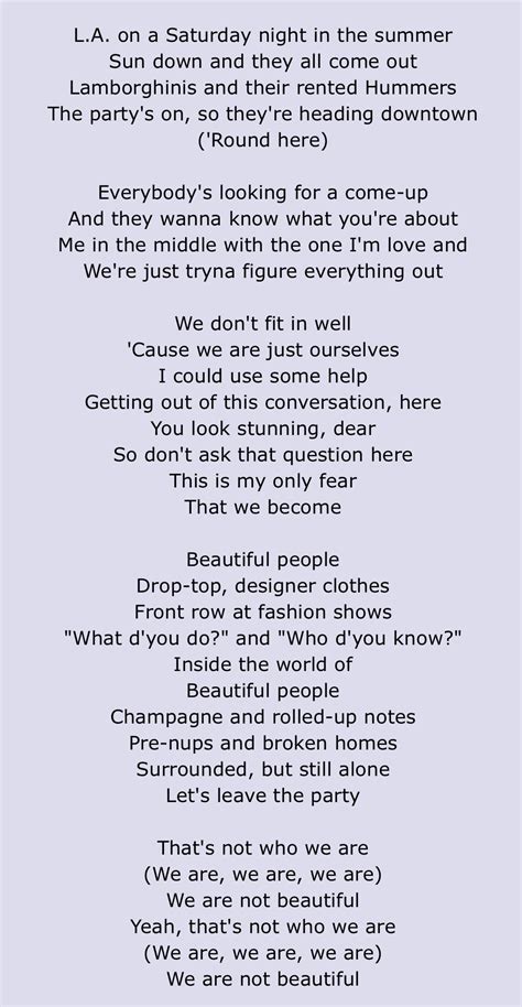 beautiful people song lyrics