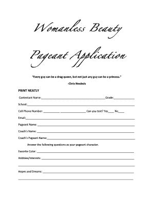 beauty pageant application form template word