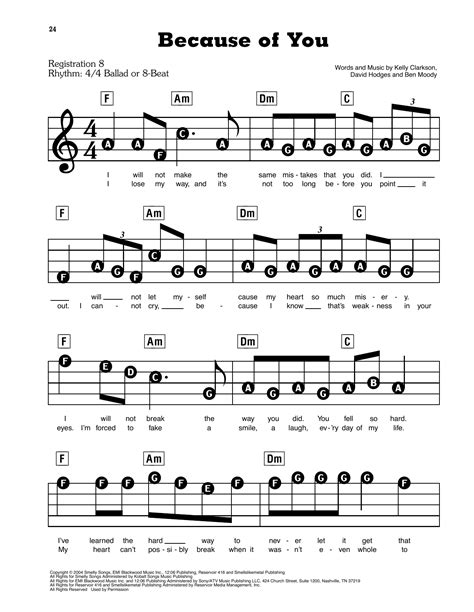 because of you music sheet