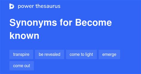 Become Known Thesaurus