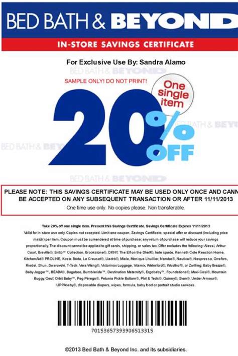 bed bath and beyond 20 discount code