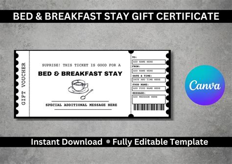 bed breakfast gift certificates