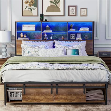 Bed Frame With Headboard Cubbies