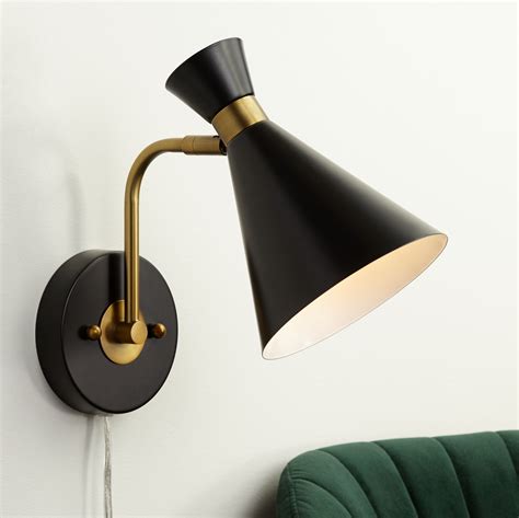 360 lighting modern wall lamps set of 2 antique brass plugin light