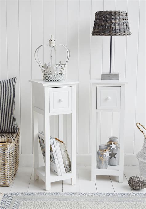 Bedside Tables Narrow White