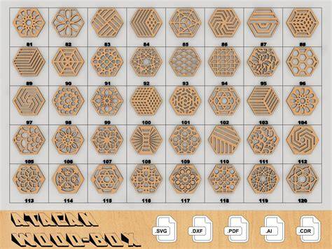 Download bee-patterned-boxed-laser-cut-coaster SVG