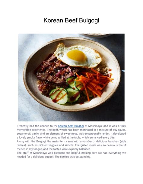 beef bulgogi presentation