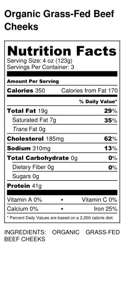 Beef Cheeks Nutrition Info