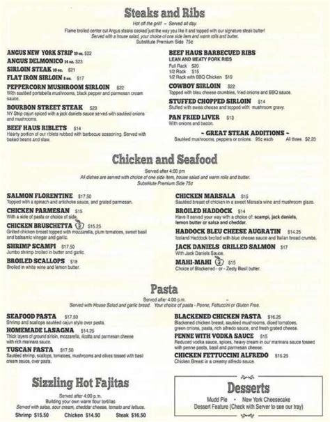 Beef Haus Menu Wellsville Ny