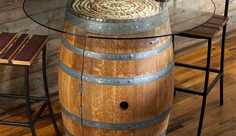 Beer barrel bar table Stock Photo - Alamy