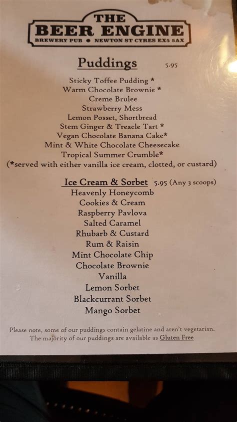 Beer Engine Exeter Menu