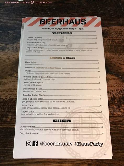 Beer Haus Menu