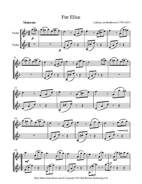 beethoven's fur elise notes