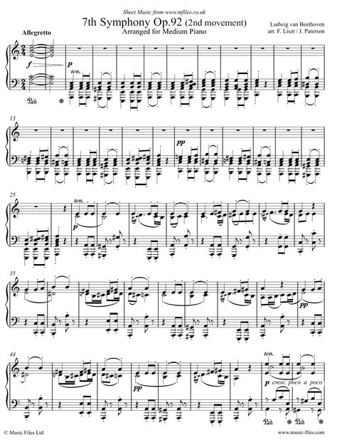 beethoven 7th symphony 2nd movement piano