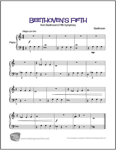beethoven easy piano sheet music
