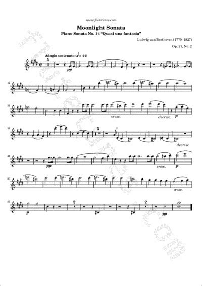 beethoven moonlight sonata flute sheet music