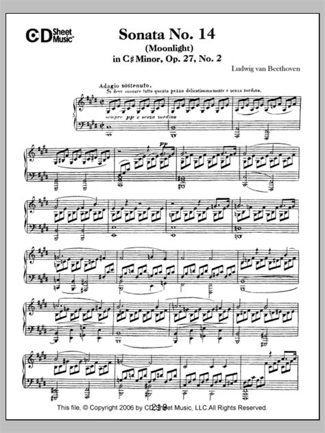 beethoven piano sonata no 14 in c sharp minor